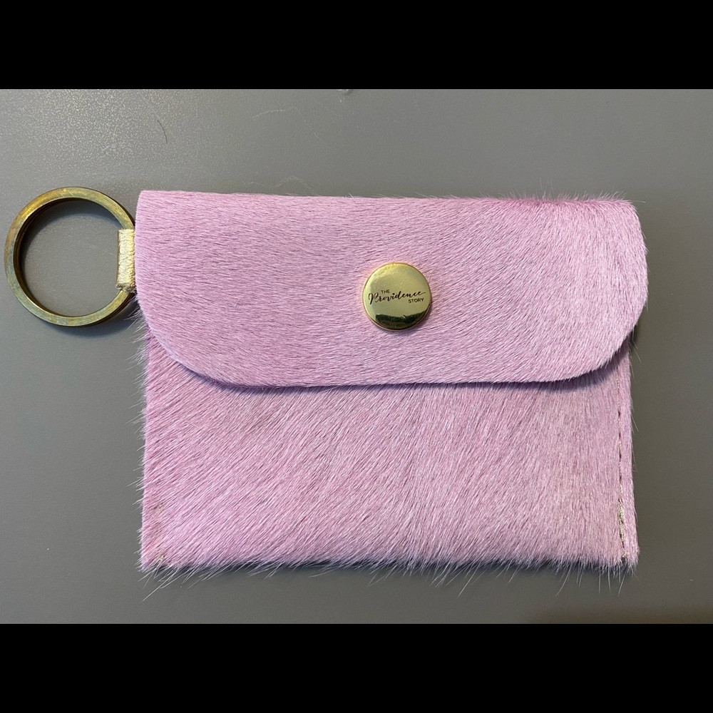 Keychain Wallet Credit Card Holder Pink Cowhide